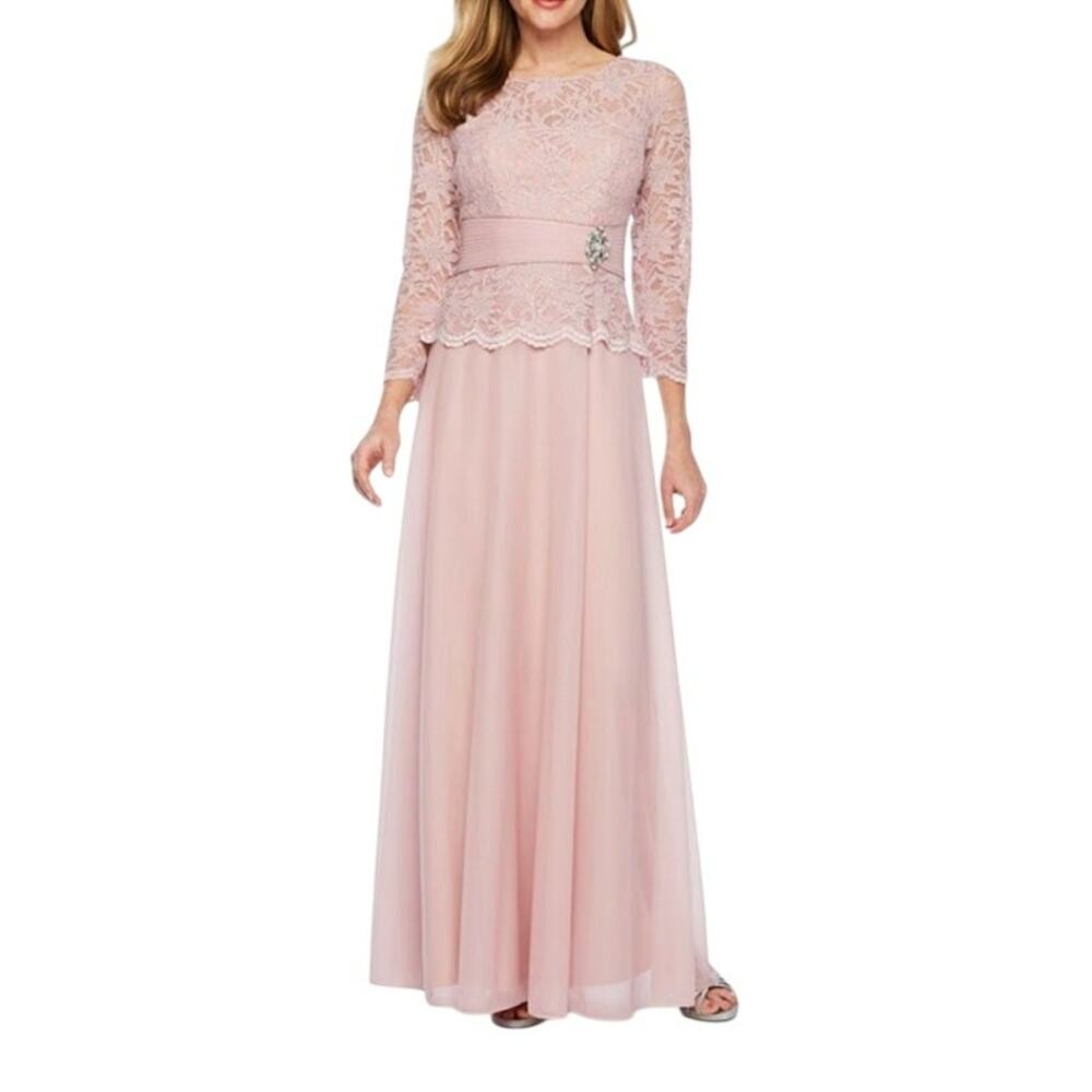 New Jackie Jon Maeve Pink long formal evening Gown Dress size 10
